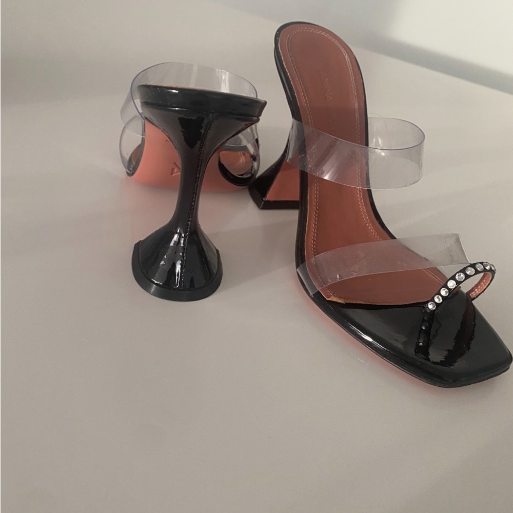 Elegant Black Women's Heels with Clear Straps